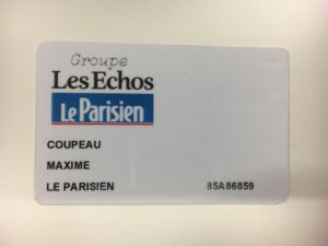 Carte d'accréditation pour le journal LE PARISIEN